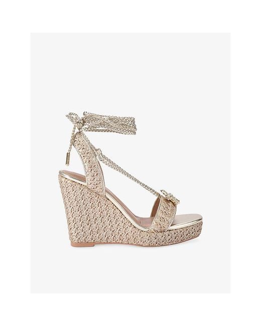 Carvela Kurt Geiger Metallic Marina High Raffia Wedge Sandals