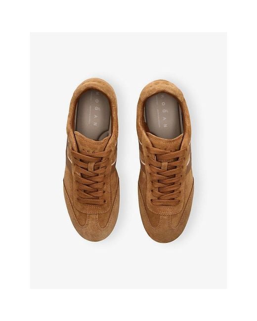 Hogan Brown Allacciato Suede And Leather Trainers