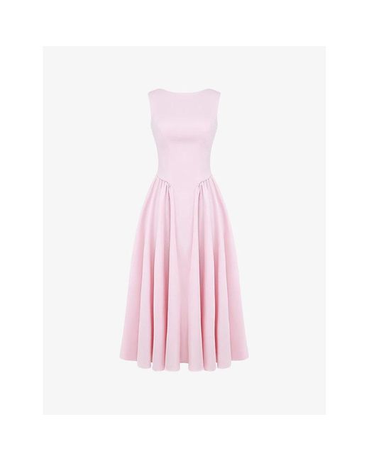 House Of Cb Pink Cindy Cut-Out Woven Midi Dress