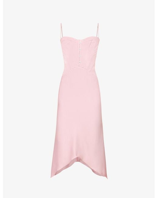 House Of Cb Imogen Corset Satin Midi Dress in Pink | Lyst Australia