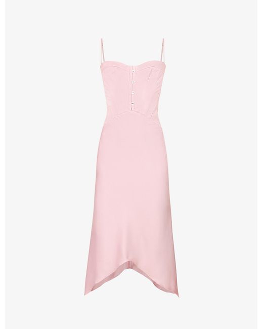 House Of Cb Imogen Corset Satin Midi Dress in Pink Lyst UK