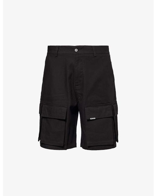 Represent Black Cargo-pocket Relaxed-fit Cotton Shorts for men