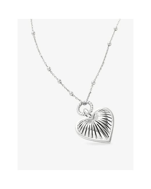 Missoma White Ridge Heart Charm-Plated Brass Pendant Necklace
