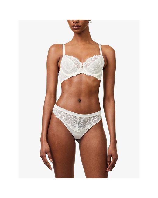 Wacoal White Abellia Classic Underwire Stretch-Lace Bra