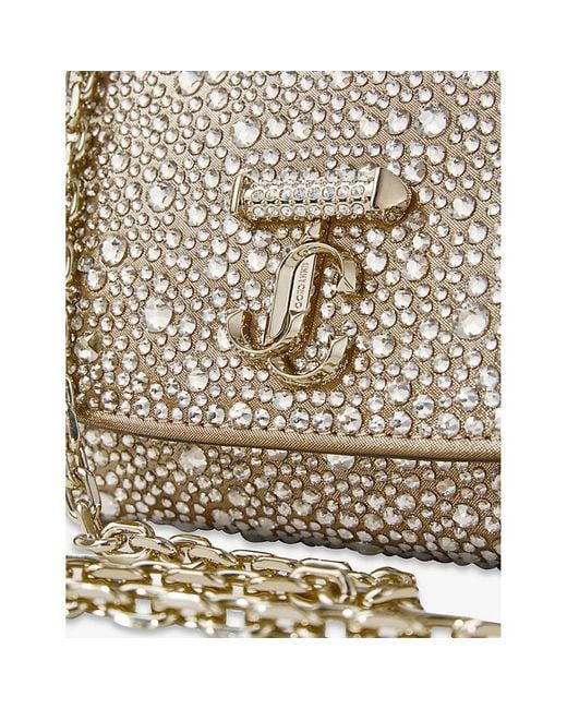 Jimmy Choo Gray Curve Rhinestone-Embellished Suede Cross Body Bag