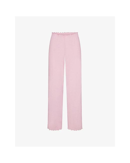 Skims Pink Pointelle Straight-Leg Cotton-Jersey Pyjama Bottoms