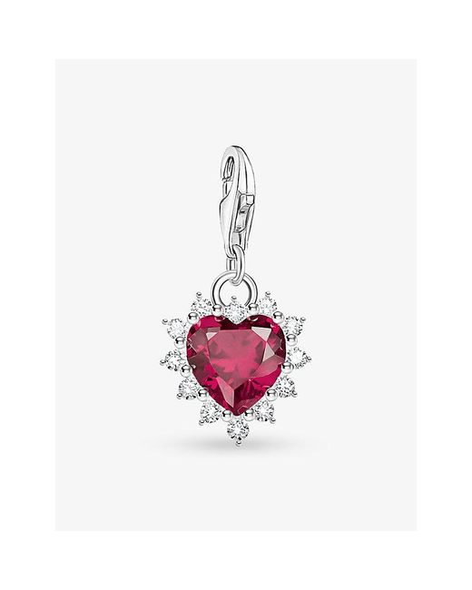 Thomas Sabo Pink True Romance Heart Sterling- Lab-Grown Ruby And Cubic Zirconia Charm