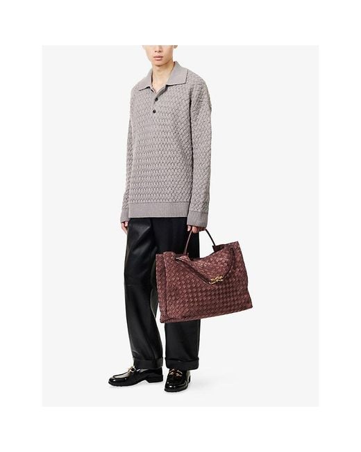 Bottega Veneta Gray Intrecciato Knitted Wool Jumper for men