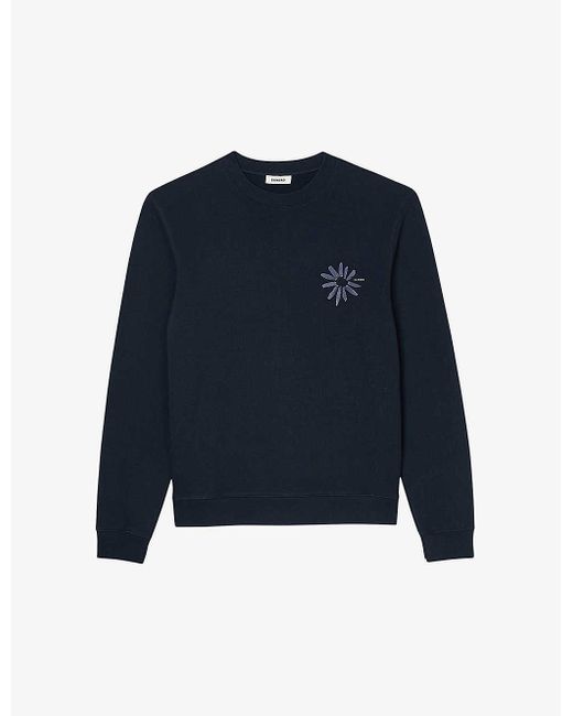 Sandro Blue Flower-embossed Regular-fit Cotton Sweatshirt X for men