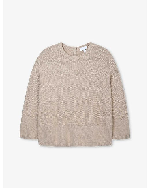 The White Company Natural The Company Relaxed-Fit Button-Back Cotton Jumper