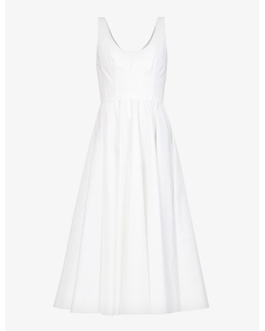 Alexander McQueen Scoop-neck Corset Cotton Midi Dress in White | Lyst Canada