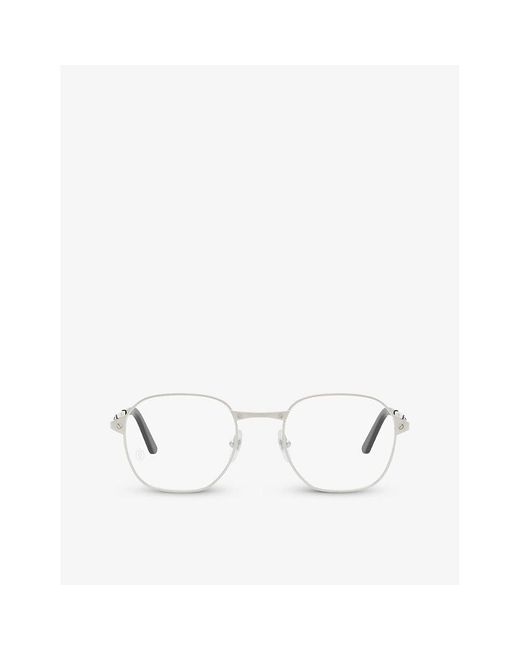 Cartier White 6l001699 Ct0441o Round-frame Metal Glasses