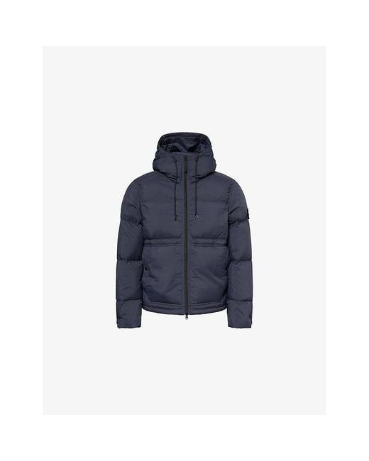 Stone Island Men's Blue Ripstop Cordura Padded Shell-Down Jacket