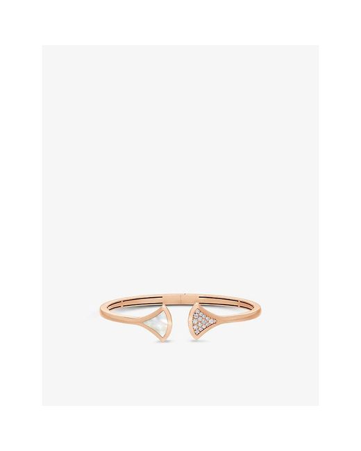 BVLGARI White Diva's Dream 18Ct Rose- Mother-Of-Pearl And 0.16Ct Brilliant-Cut Diamond Bracelet