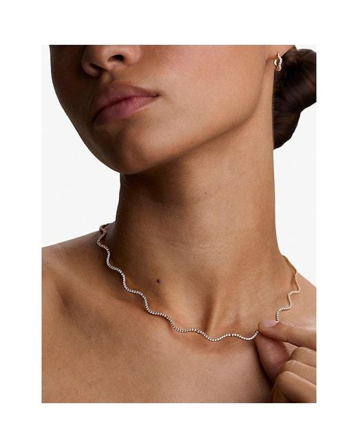 Astrid & Miyu Metallic Ripple Tennis-Plated Sterling Necklace