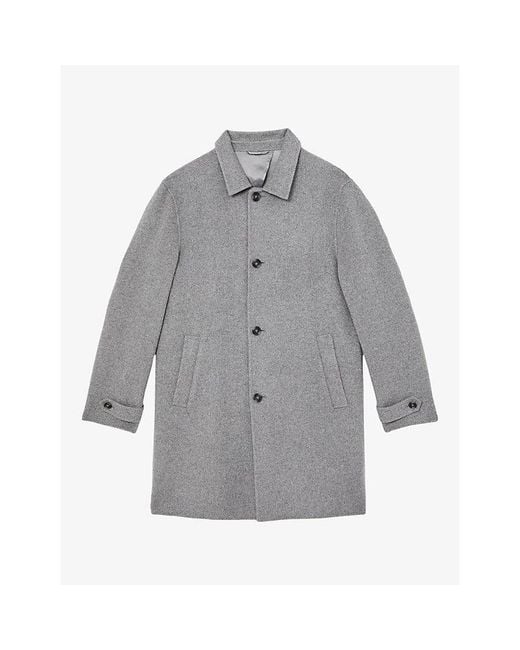 Reiss Gray Squire Single-Breasted Wool-Blend Overcoat for men