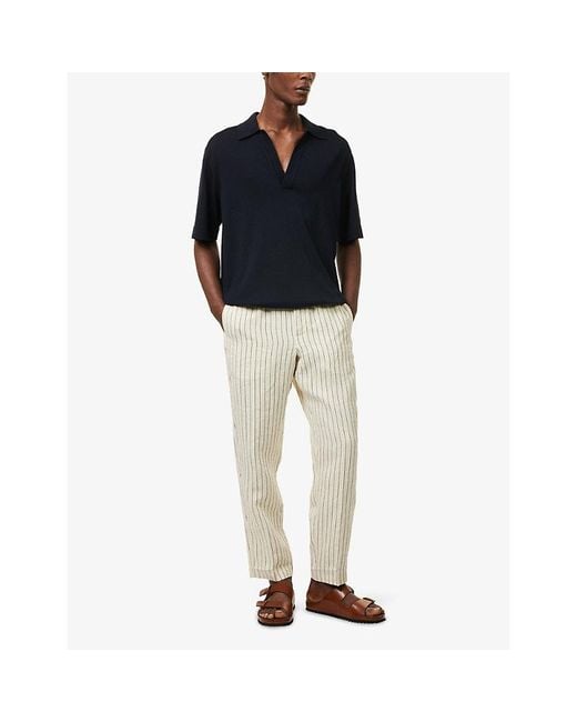 Orlebar Brown Blue Raffertie Short-Sleeve Wool Polo Shirt for men