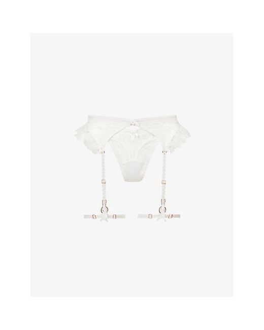 Lounge Underwear White Imogen Two-piece Metallic Floral-lace Set