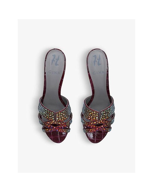 Gina Multicolor Orsay Crystal-embellished Leather Sandals