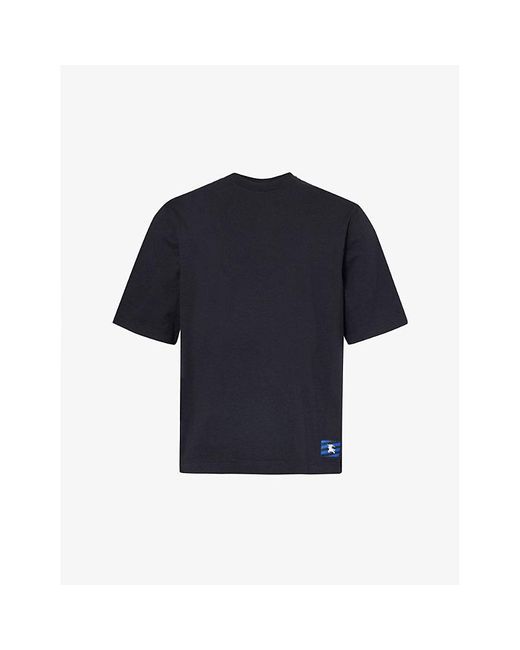 Burberry Blue Equestrian Knight Design Brand-patch Cotton-jersey T-shirt X for men