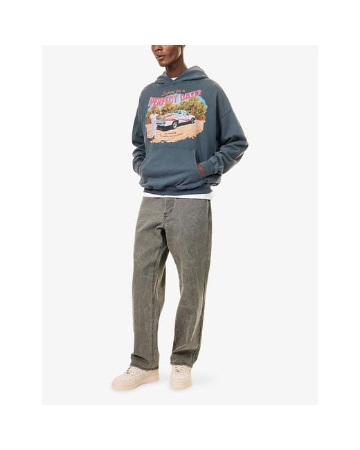 Not Boring Blue Perfect Date Graphic-Print Cotton Hoody for men