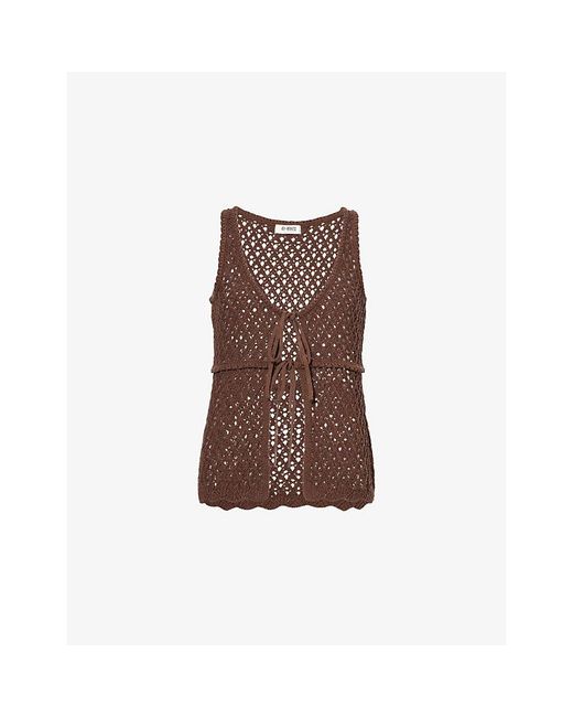 4th & Reckless Brown Katerina Scoop-Neck Cotton-Blend Top