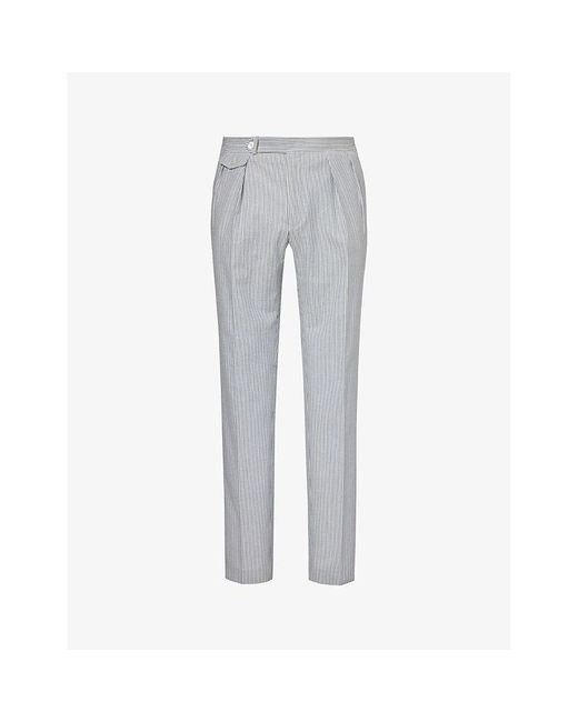 Polo Ralph Lauren Gray Seersucker Stripe-print Tapered-leg Cotton Trousers for men