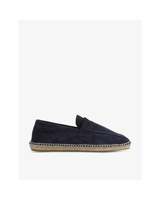 Reiss Blue Cannes Slip-on Suede Espadrille Loafers for men