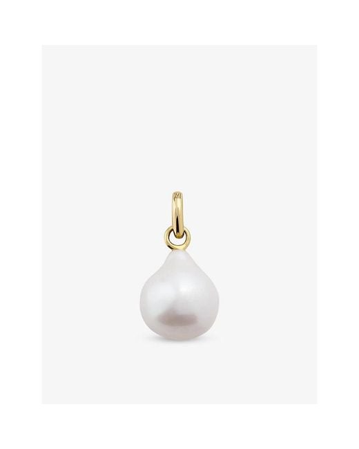 Monica Vinader White Small 14Ct- And Baroque Pearl Charm