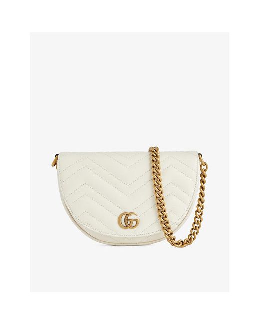 Gucci White gg Marmont Mini Leather Cross-body Bag