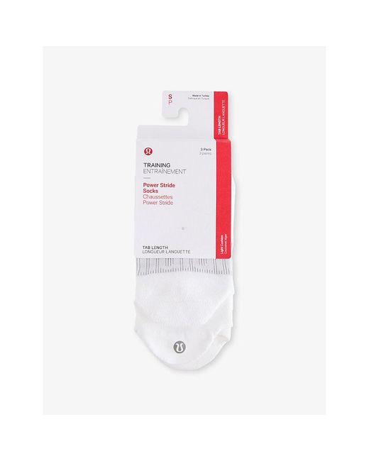 lululemon athletica White Power Stride Pack Of Three Stretch-Woven Socks