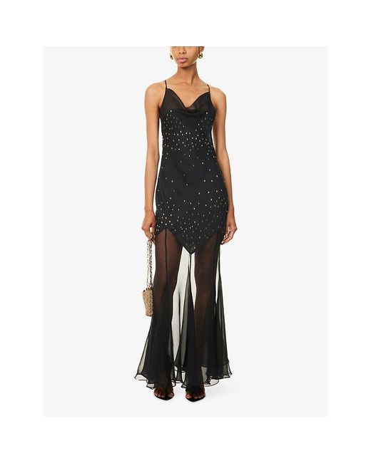 Rabanne Black Sequinned Cross-Back Woven Maxi Dress