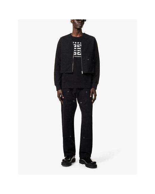 Givenchy Black Brand-embroidered V-neck Cotton Vest for men