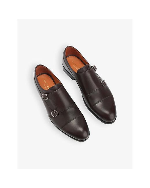 Kurt Geiger Black Sloane Leather Monk Shoes for men