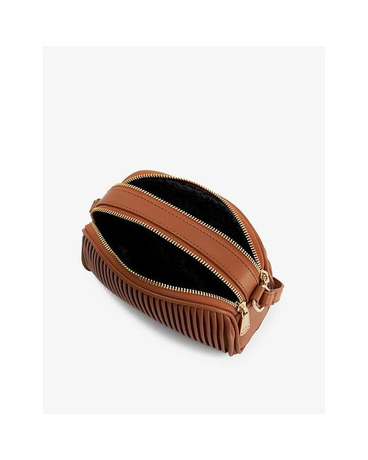 Dune Detail Doublezip Fauxleather Crossbody Bag in Brown Lyst