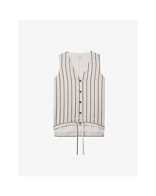 Reiss White Francie Stripe-pattern Woven Waistcoat
