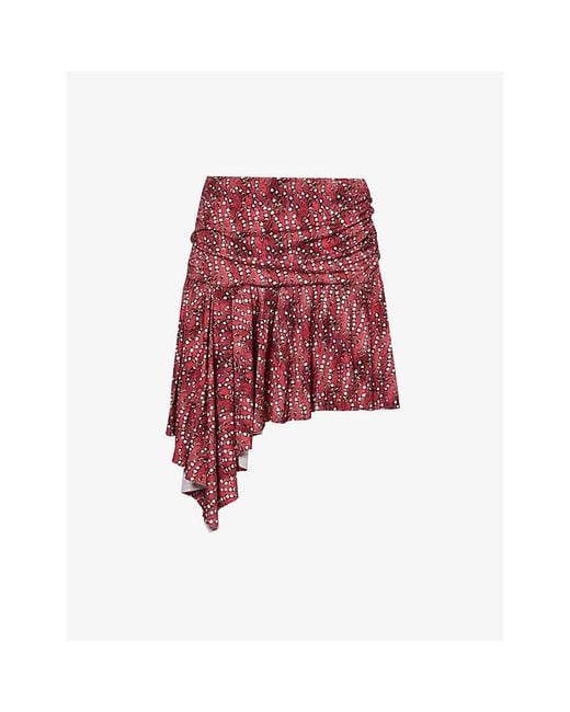 Isabel Marant Red Juliany Abstract-pattern Stretch-woven Mini Skirt