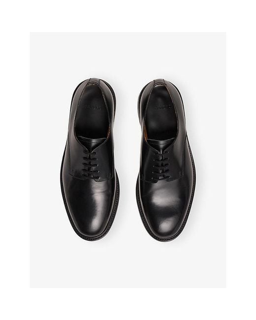 Sandro Black Almond-Toe Leather Derby Shoes for men