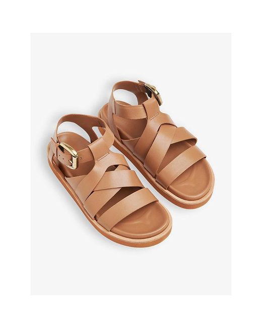 Whistles Brown Ezra -strap Flat Leather Sandals
