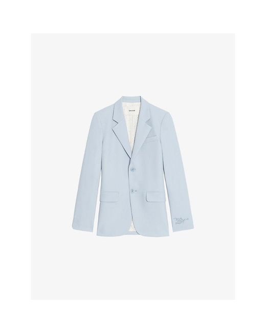 Zadig & Voltaire Blue Vanille Single-Breasted Woven Blazer