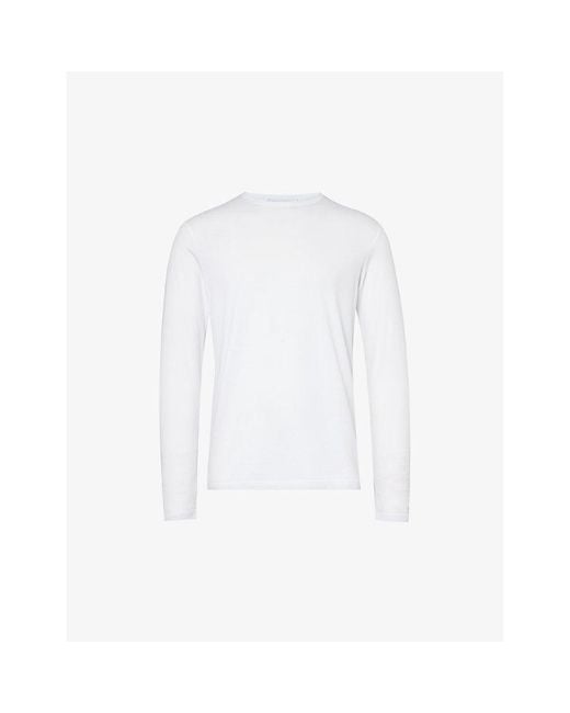 Sunspel White Sun Crew-Neck Long-Sleeve Cotton-Jersey T-Shirt for men