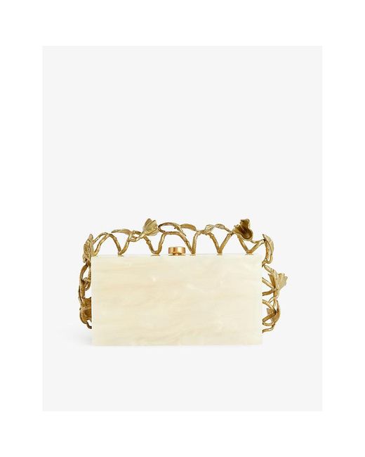 Cult Gaia Natural Fana Floral-embellished Acrylic Clutch