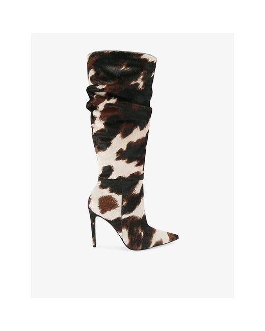 Carvela Kurt Geiger Black Eterno Printed Faux-Leather Heeled Knee-High Boots