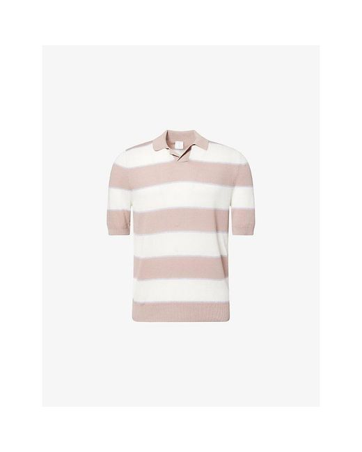 Eleventy Multicolor Stripe-Print Knitted Cotton Polo Shirt for men