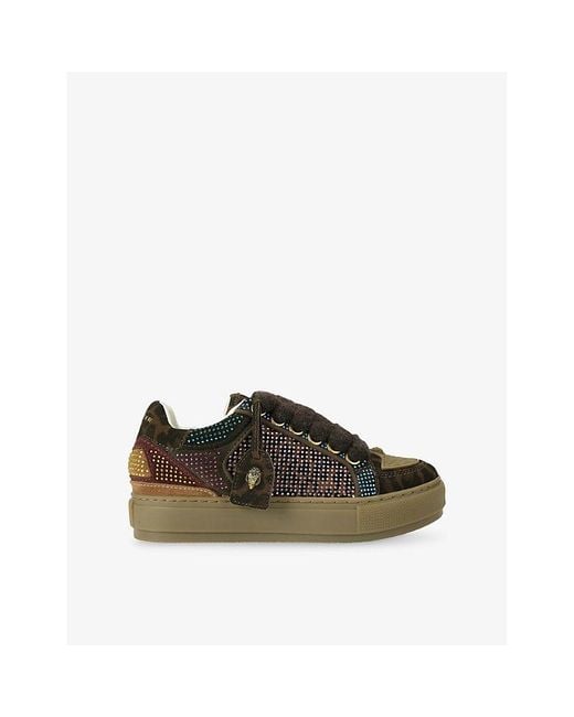 Kurt Geiger Brown Southbank Tag Suede Trainers