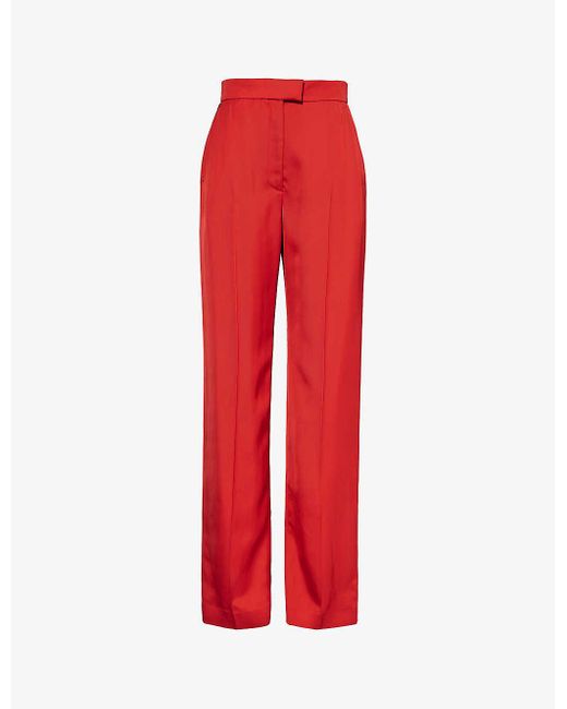 Alexander McQueen Red Straight-leg High-rise Woven Trousers