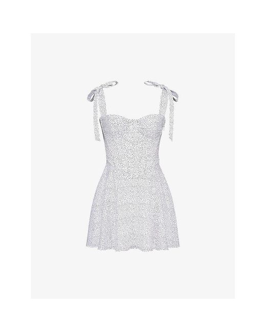 House Of Cb White Ariella Polka-Dot Chiffon Mini Dress Xs (A-C Cup)
