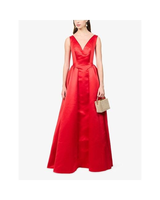Huishan Zhang Juniper Structured Satin Maxi Dress