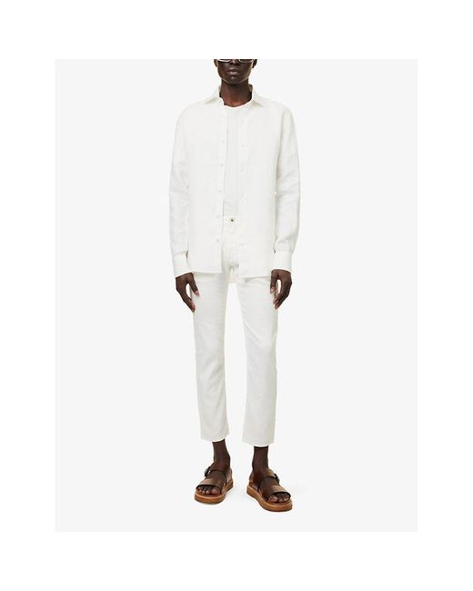 Eleventy White Curved-hem Regular-fit Linen Shirt X for men
