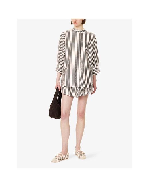 Stylein Brown Mandria Pinstripe Woven Shirt